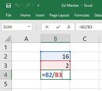 Division Formula - Exl Mentor