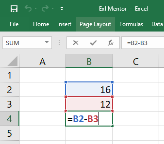 Subtraction Formula - Exl Mentor