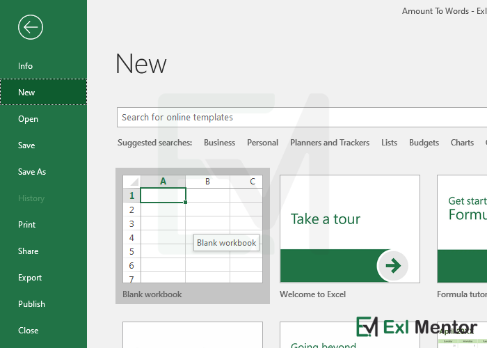 Open-new-workbook-in-excel-amount-in-words-in-excel
